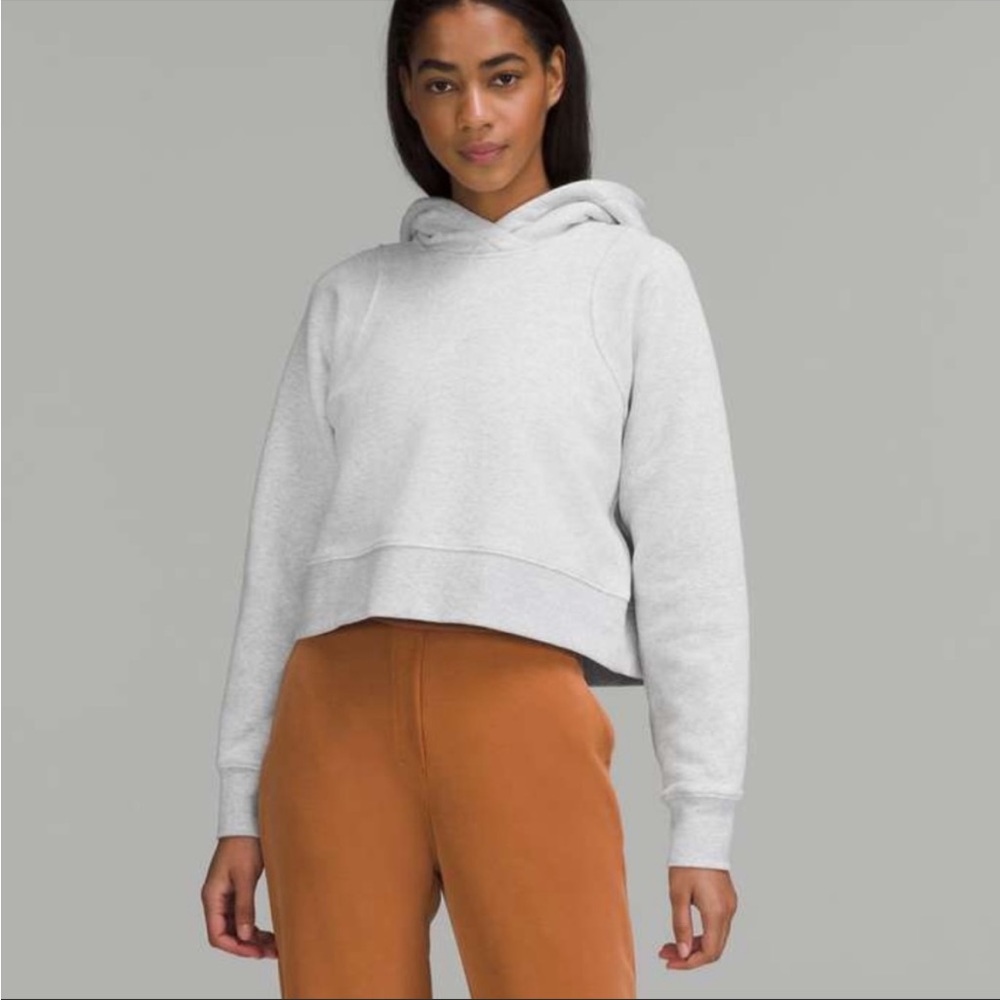 ❤️LULULEMON LOUNGEFUL CROPPED HOODIE/JACKET-HEATHERED ULTRA LIGHT GREY-14❤️ - Picture 7 of 16